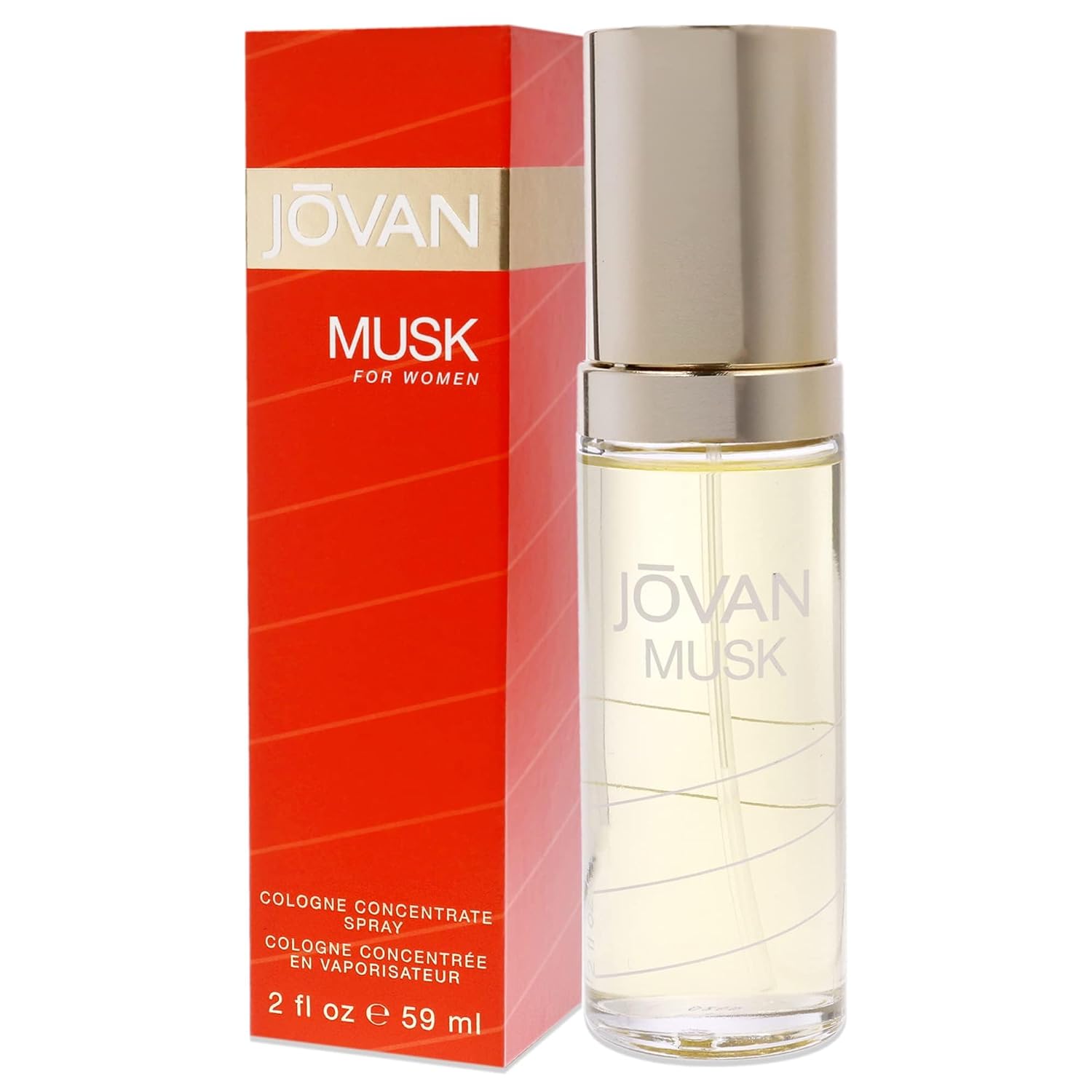 Jovan Musk for Women Eau de Cologne Spray 2 fl oz (Pack of 1), Notes of Jasmine, Amber, and Neroli, Women's Fragrance, Long Lasting