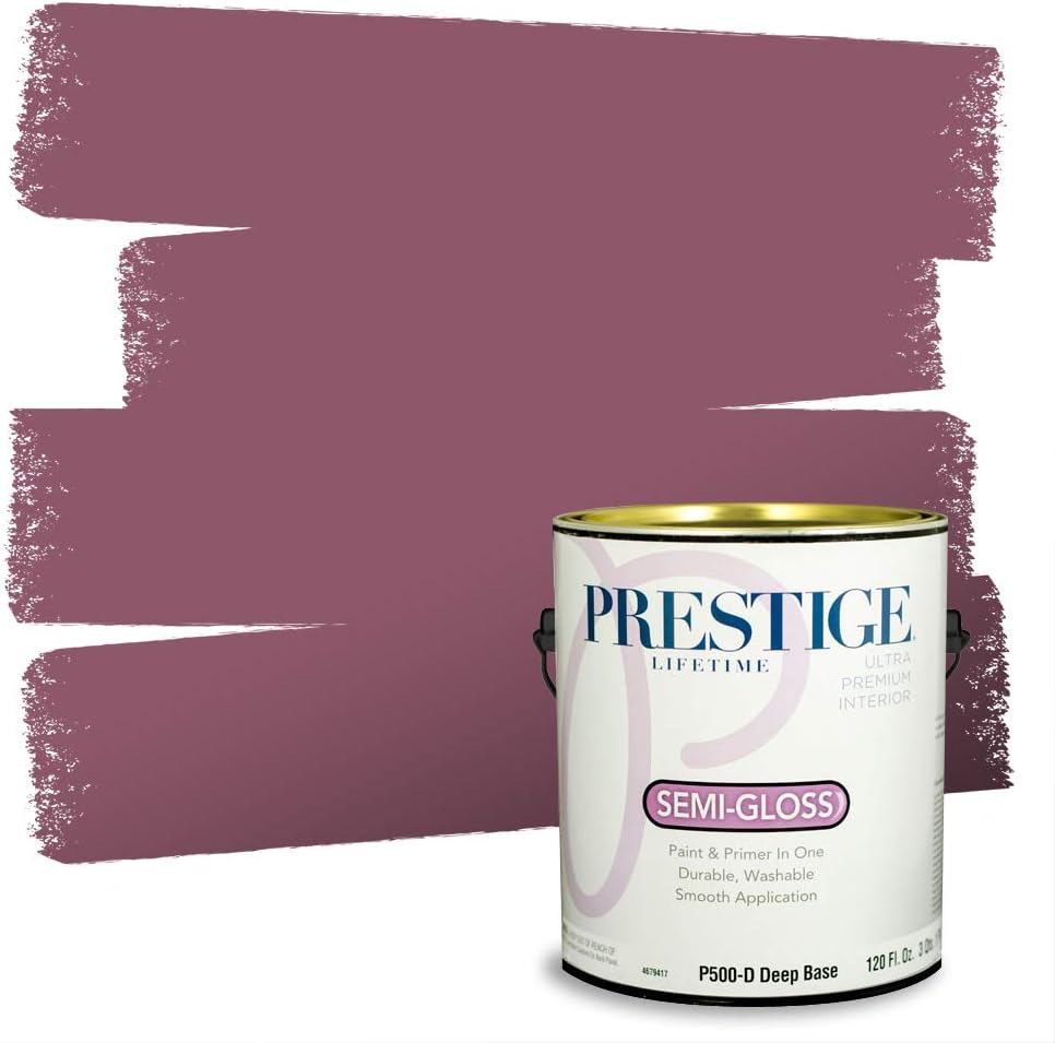 PRESTIGE E500-P-SW6303 Exterior Paint and Primer in One, 1-Gallon, Semi-Gloss, Comparable Match of Sherwin Williams Rose Colored, 1 Gallon, SW17-Rose