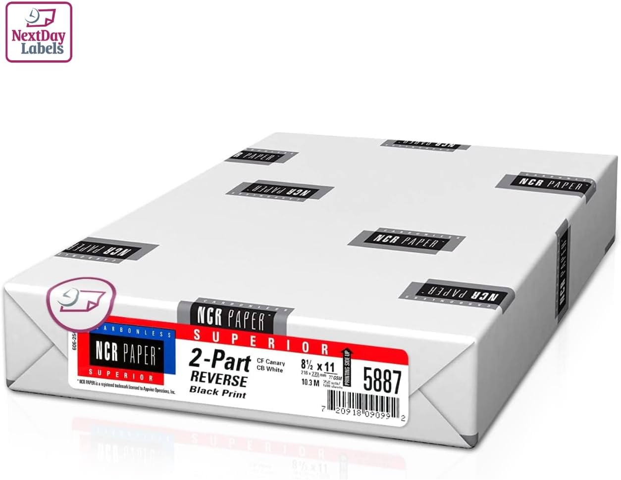 NextDayLabels Carbonless NCR Paper, 2 Part Reverse #5887, 8.5" x 11"