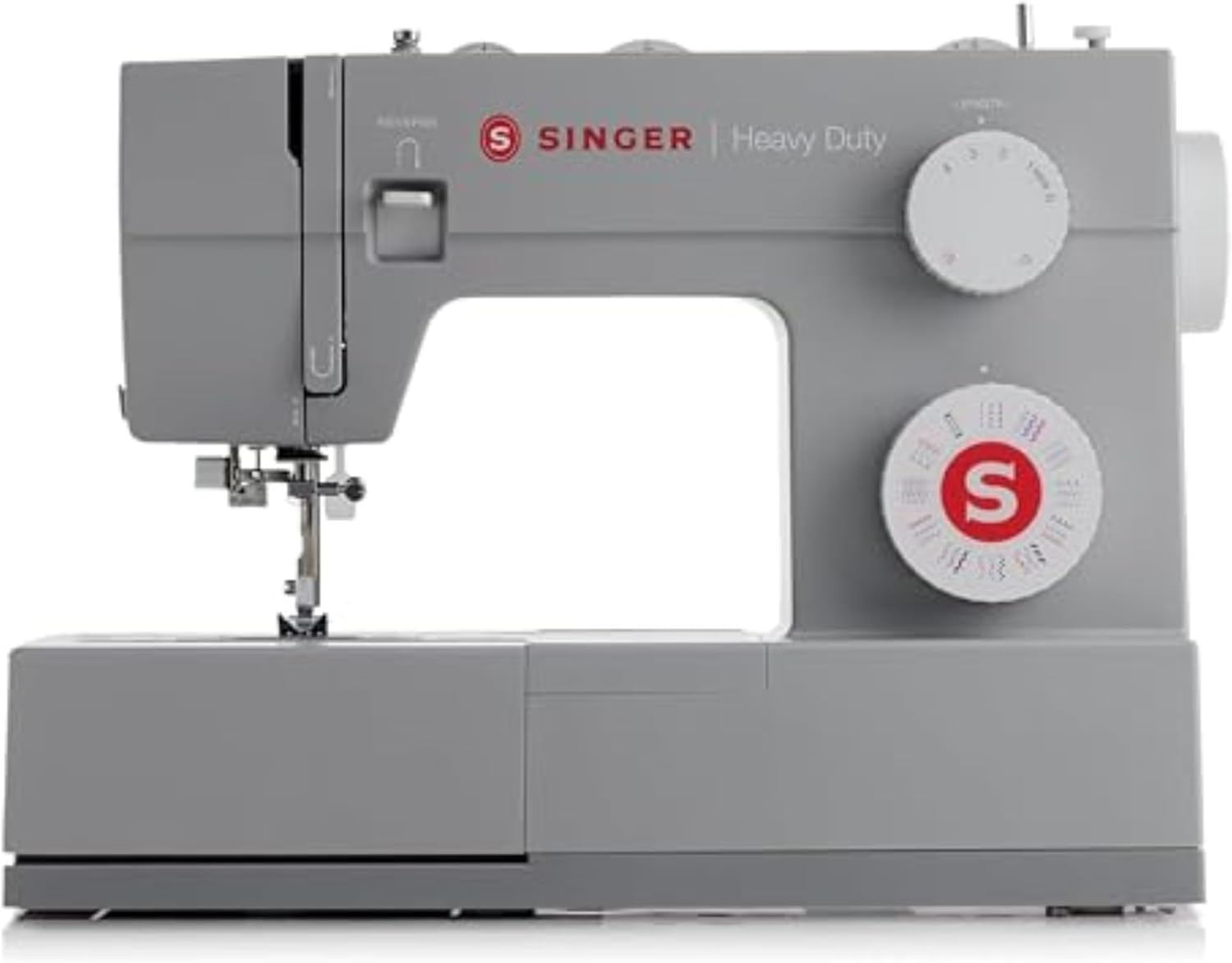SINGER® 4432 (Grey) High Speed Heavy Duty Sewing Machine + Accessory Kit | 32 stitches deliver 110 applications, 50% more power for thick fabrics, 1100 per minute capacity, 1-step buttonhole design