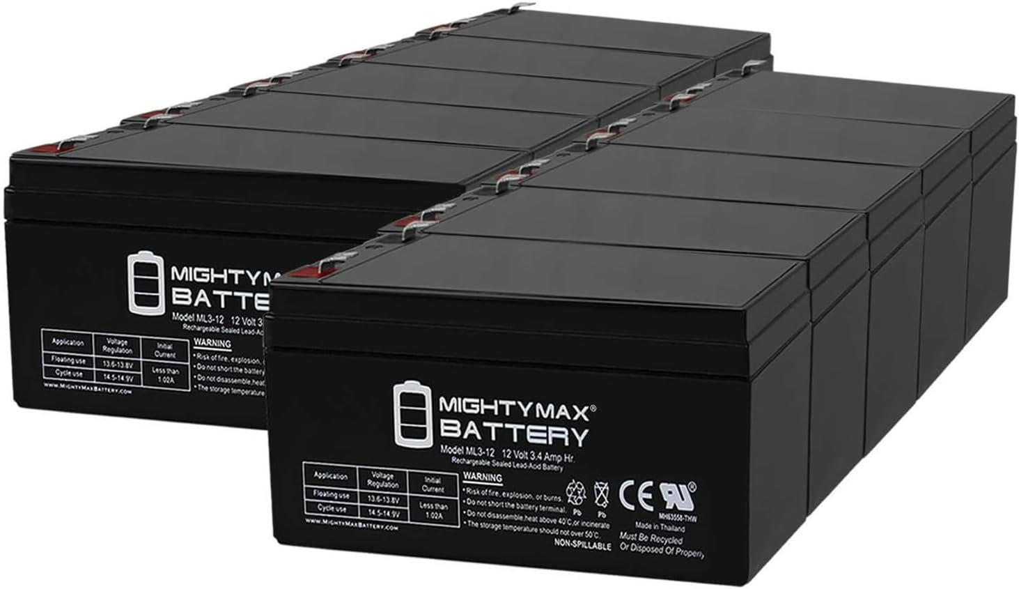 ML3-12 - 12 Volt 3 AH, F1 Terminal, Rechargeable SLA AGM Battery