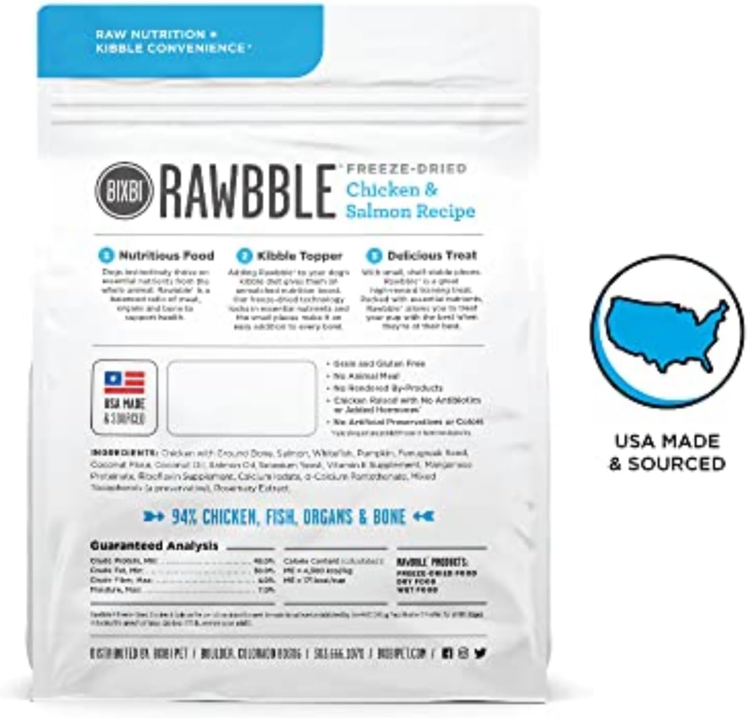 BIXBI Liberty Freeze-Dried Dog Food Topper & Treats, Beef – 98% Meat & Organs, No Refrigeration – USA Made, 26 oz