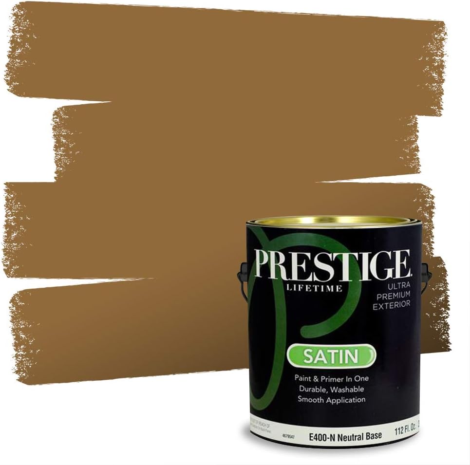 PRESTIGE Paints Exterior Paint and Primer In One, 1-Gallon, Satin, Comparable Match of Sherwin Williams* Relaxed Khaki*