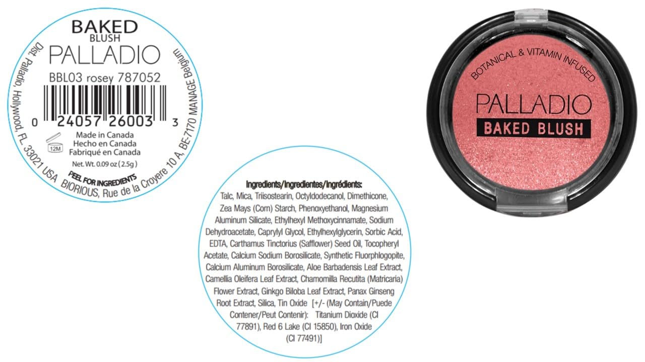 Palladio Baked Blush, Highly Pigmented Shimmery Formula, Easy to Blend and Highly Buildable, Apply Dry for a Natural Glow or Wet for a Dramatic Luminous Look, Long Lasting for All day Wear, Berry