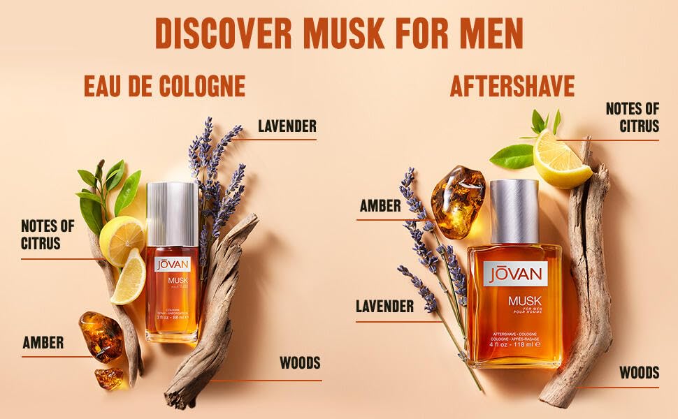Jovan Musk for Men Eau de Cologne Spray 3 fl oz (Pack of 1), Notes of Carnation, Lavender, and Amber, Men's Fragrance, Long Lasting, Everyday Fragrance, Travel Size
