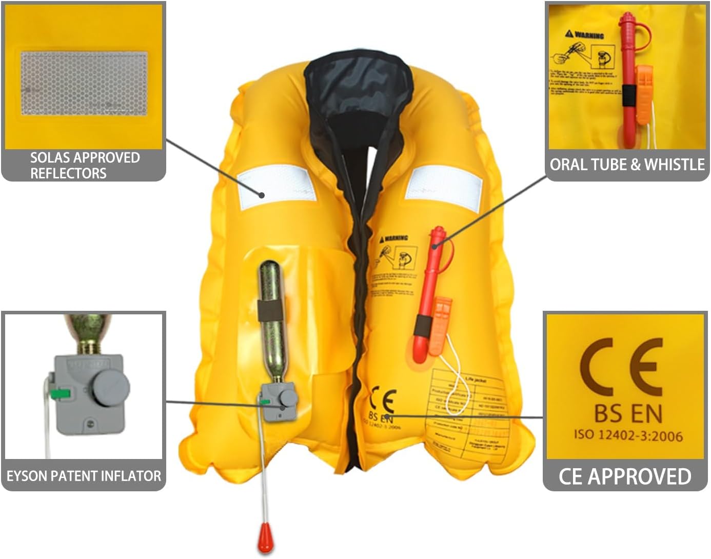 Eyson Inflatable Life Jacket Life Vest Highly Visible Manual