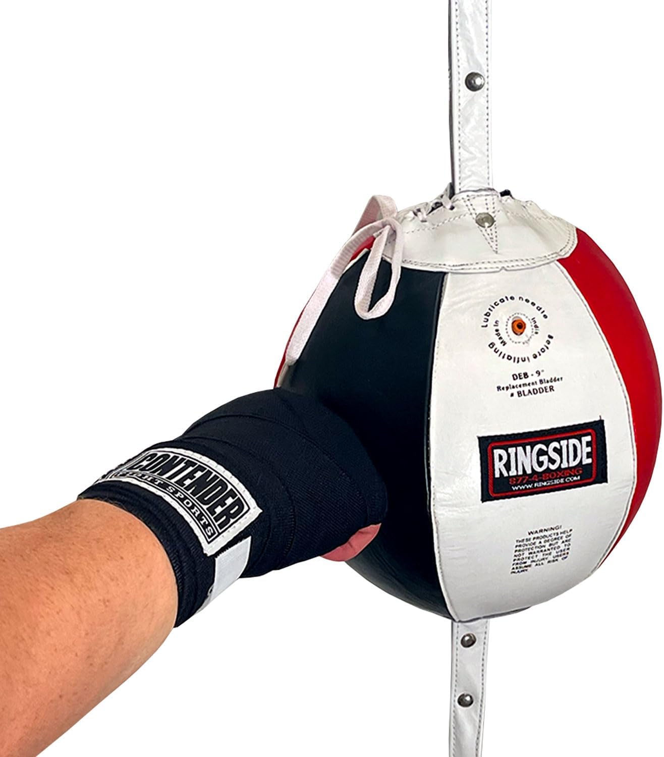 Ringside Leather Boxing Double End Bag - Speed & Reflex Punching Target with Bungee Cables for MMA, Muay Thai, and Striking Accuracy
