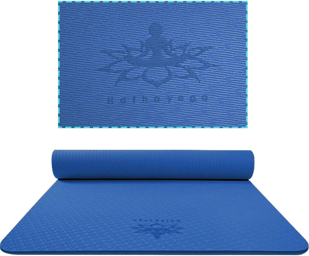 Hatha Yoga Extra Thick TPE Yoga Mat - 72"x 32" Thickness 1/2 Inch -Eco Friendly- With High Density Anti-Tear Exercise Mats For Home Gym Travel &