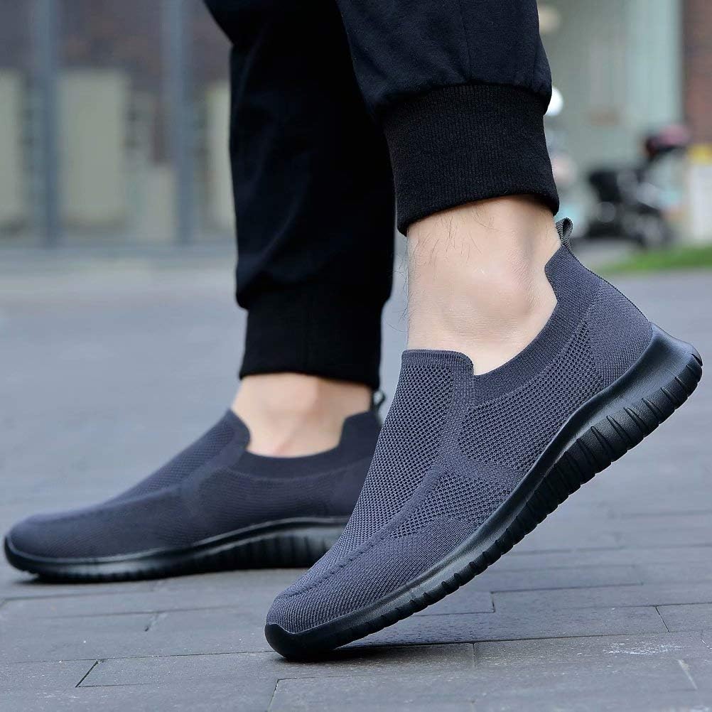 konhill Mens Slip-On Knit Walking Sneakers