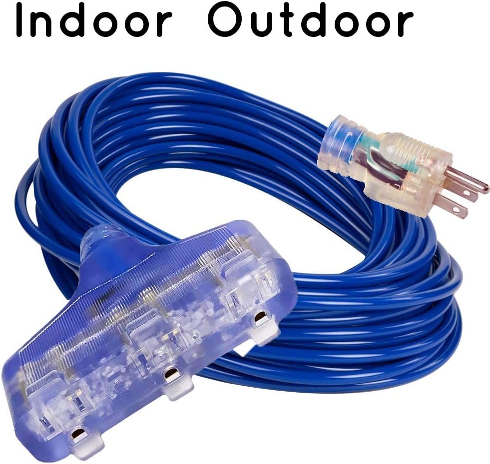 12/3 10 ft Extension Cord 3 Prong Grounded Plug 12 Gauge Extension Cord 10 ft Lighted Indoor Outdoor SJTW Heavy Duty 12 Gauge 10 feet Extension