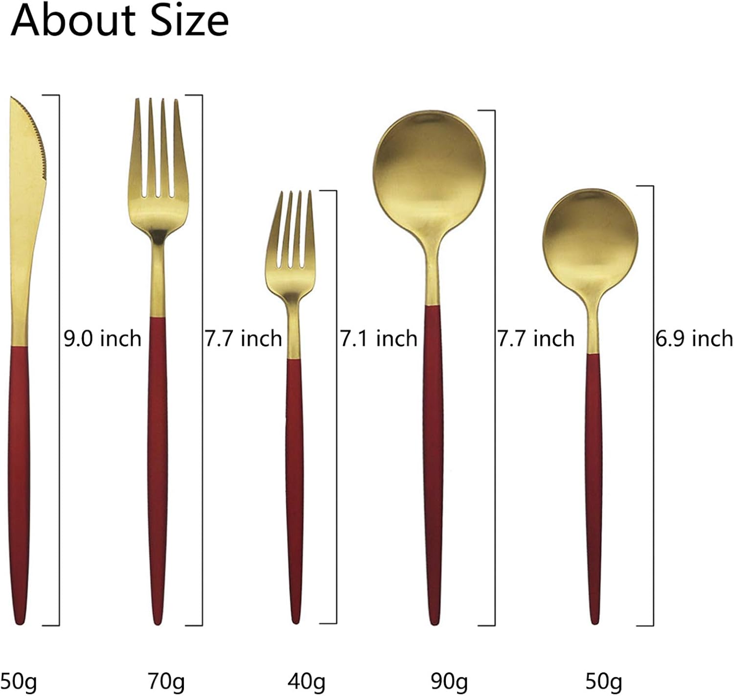 JASHII Luxury 18/10 Rainbow Flatware Set - 304 Stainless Steel Colorful Cutlery - 5-Piece Adaline Royal Modern Satin Finish for Birthday