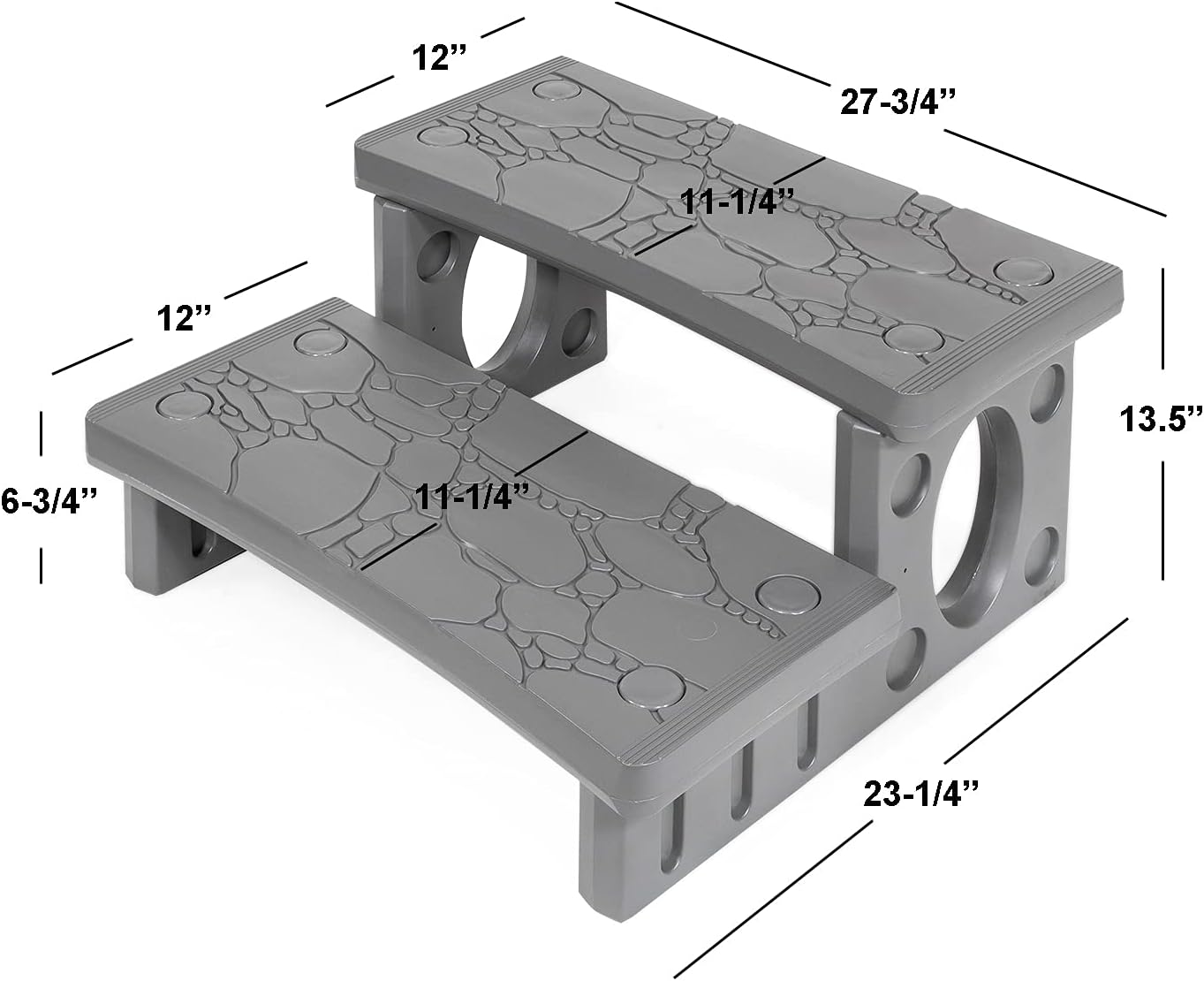 XtremepowerUS Premium Multi Purpose 2-Step Spa Hot Tub RV Campers Deck Steps Deck, Spa, Hot Tub, Bathtub, Swimming Pool Sided Step Non-Slip Steps for Outdoor/Indoor (Gray)