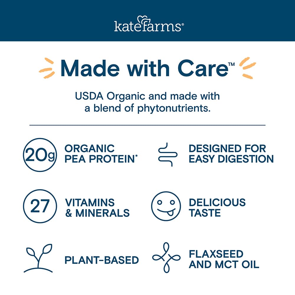 KATE FARMS Organic 1.4 High Calorie Shake, Plain, 20g Protein, 12 Pack