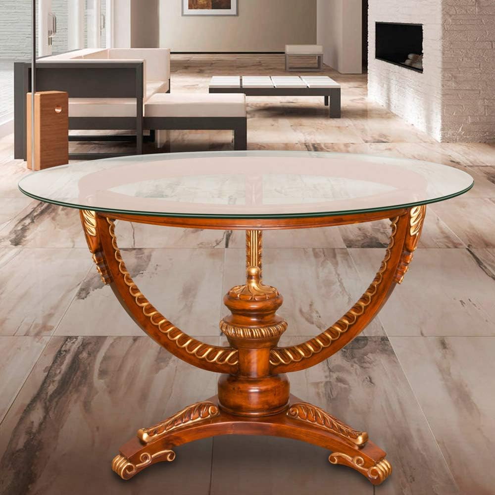 24 inch Round Glass Table Top - Tempered - 3/8" Thick Glass Surface, Safe Pencil Edge, Multipurpose for Dining Table, Patio, Coffee and End Table