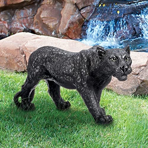 Design Toscano Shadowed Predator Black Panther Garden Statue, Medium 26 Inch, Polyresin, Black