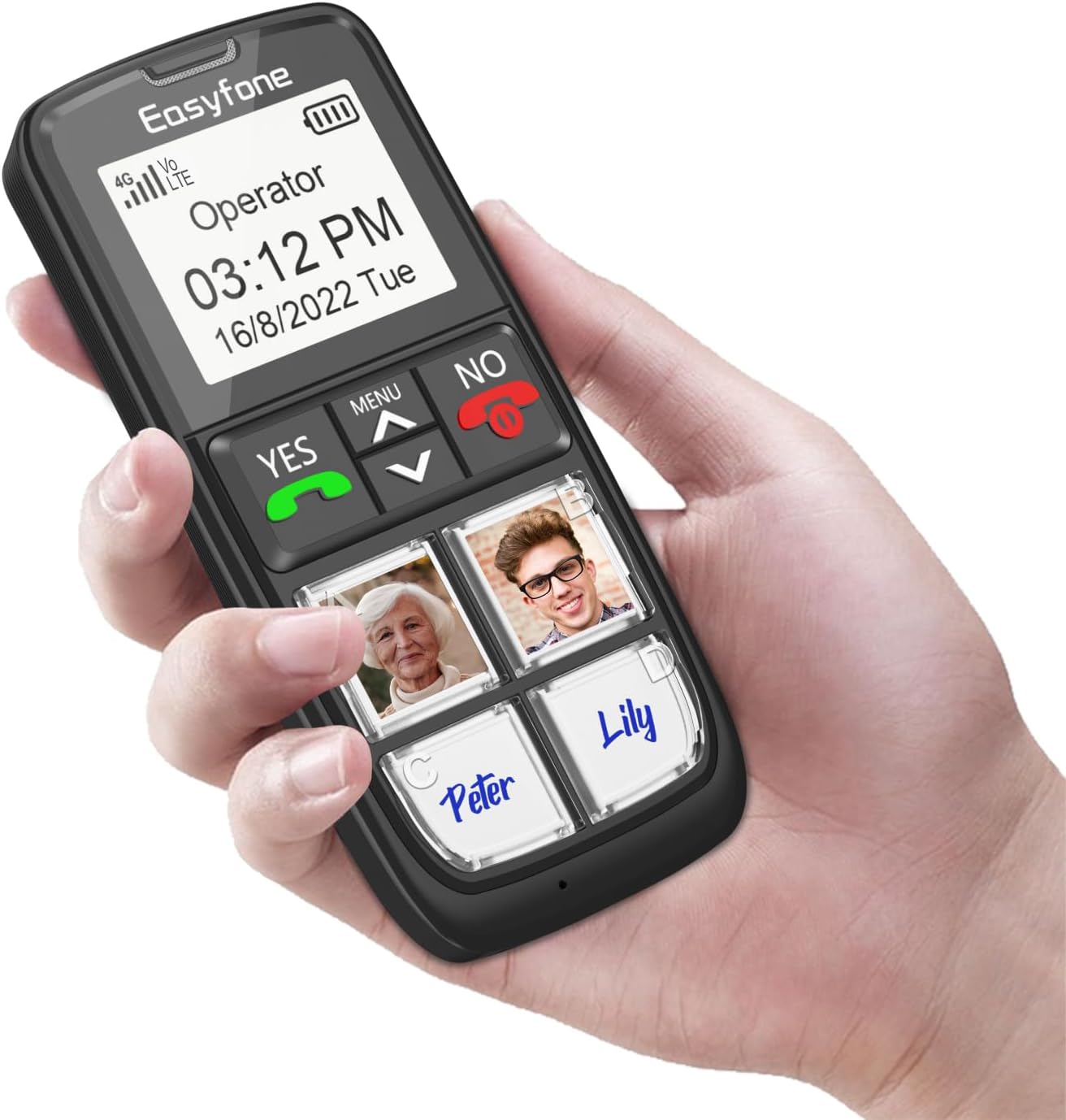 Easyfone Prime-T6 4G Picture Button Cell Phone for Seniors | Easy-to-use | Clear Sound | SOS Button | Easy Charging Dock | SIM Card Included