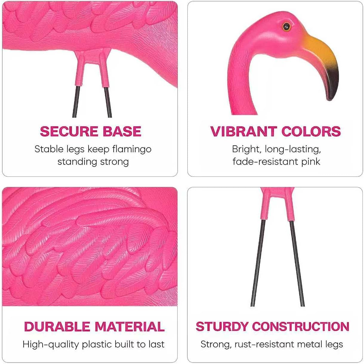 Pink Flamingos Yard Decorations - 2 Pack Extra Large 24" Tall Plastic Flamingo Statue w/Metal Stakes - Lawn Ornaments & Garden Decor for Outdoor
