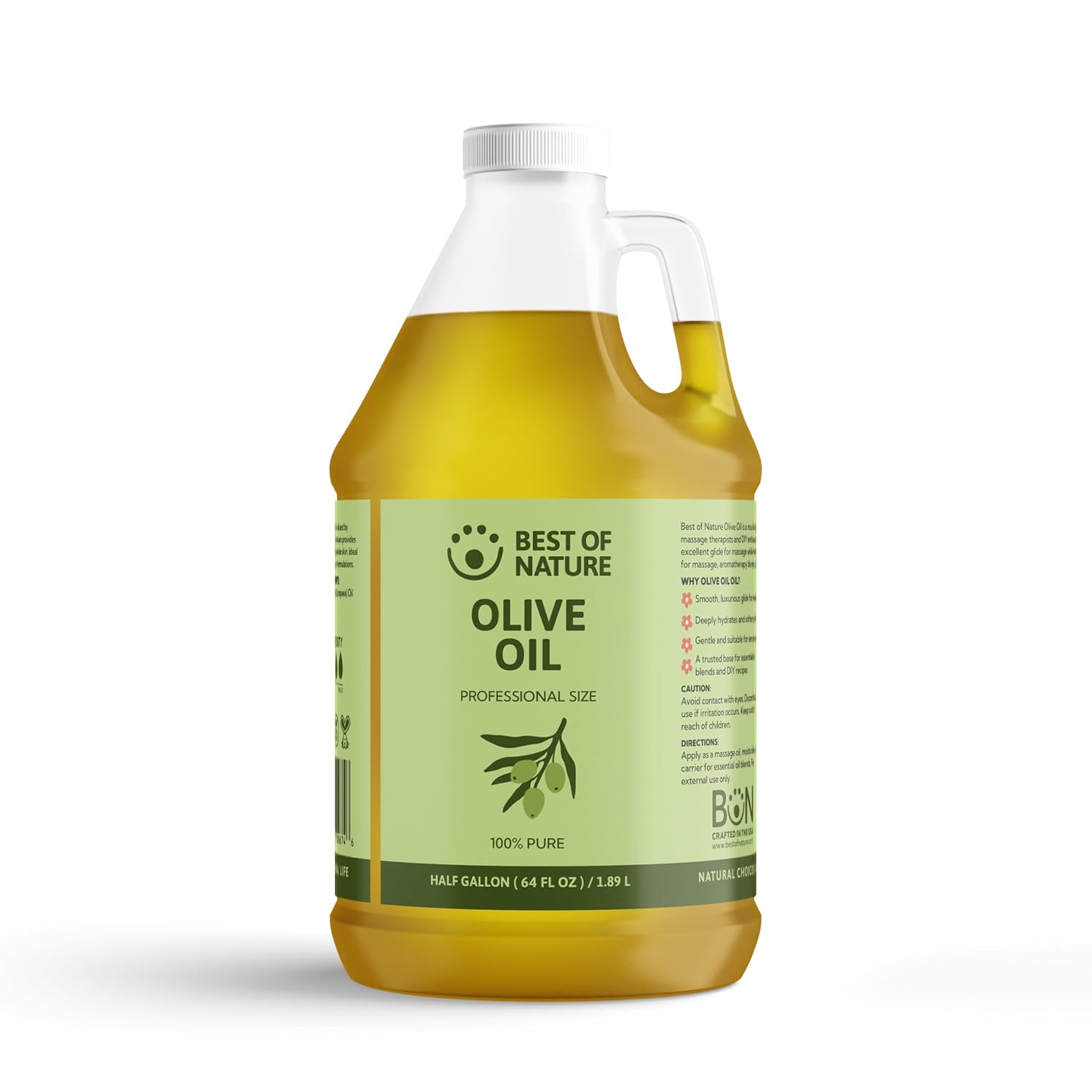 Best of Nature 100% Pure Olive Massage & Body Oil – Cold Pressed, Natural & Unscented Moisturizer for Skin, Hair & Bath, 8 fl oz