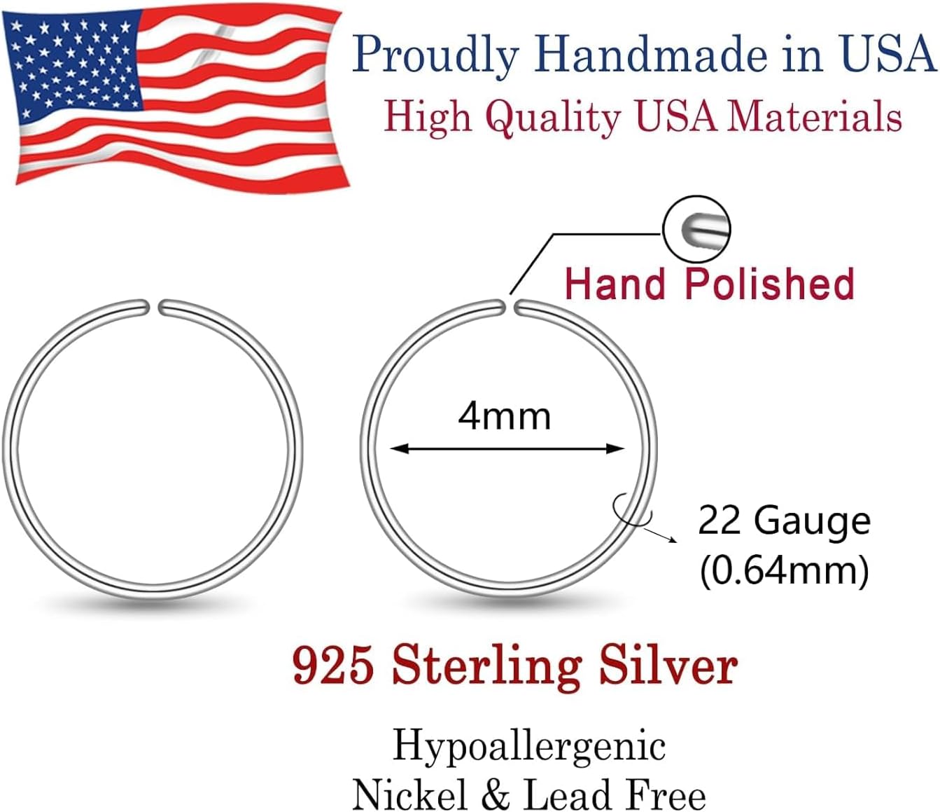 Small Gold or Sterling Silver Huggie Hoop Earrings for Women Cartilage Nose Helix Tragus