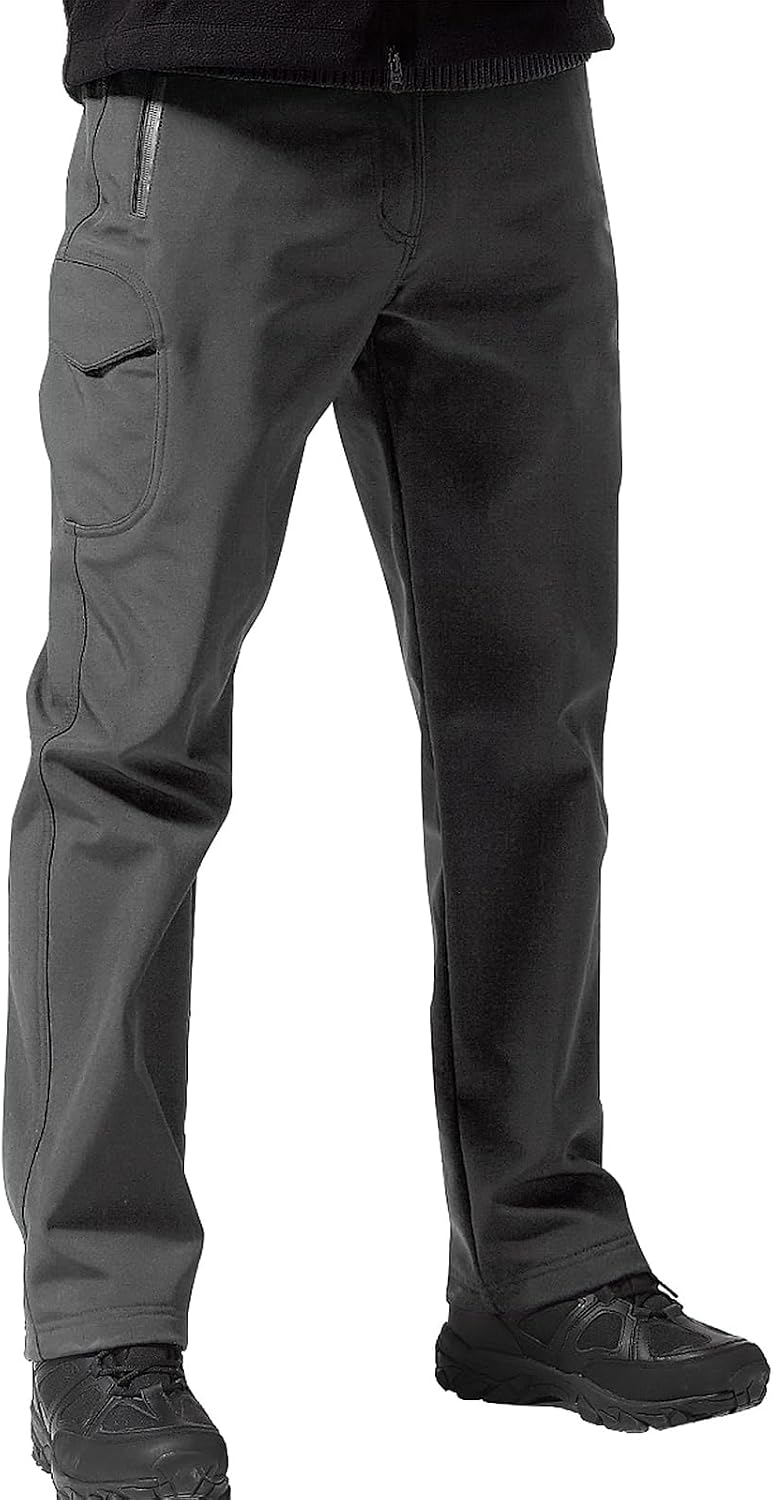 FREE SOLDIER Men's Outdoor Softshell Fleece Lined Cargo Pants | Snow Ski Hiking Pants with Belt, Waterproof Winter Pants, Insulated Work Pants, Breathable Windproof Insulated Pants