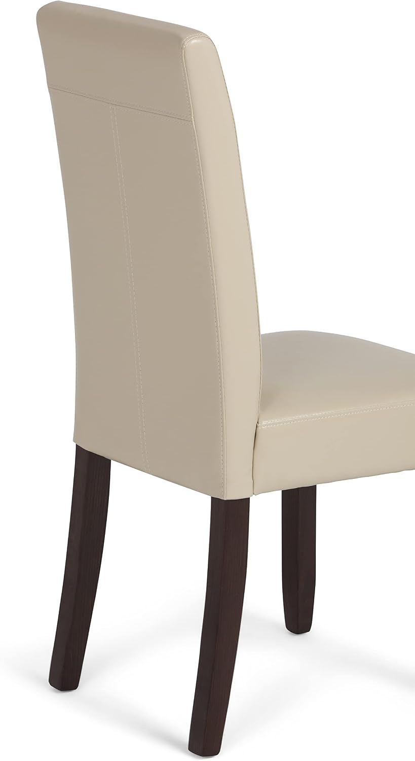 SIMPLIHOME Acadian Vegan Leather Parsons Dining Chairs in Cream (Set of 2)