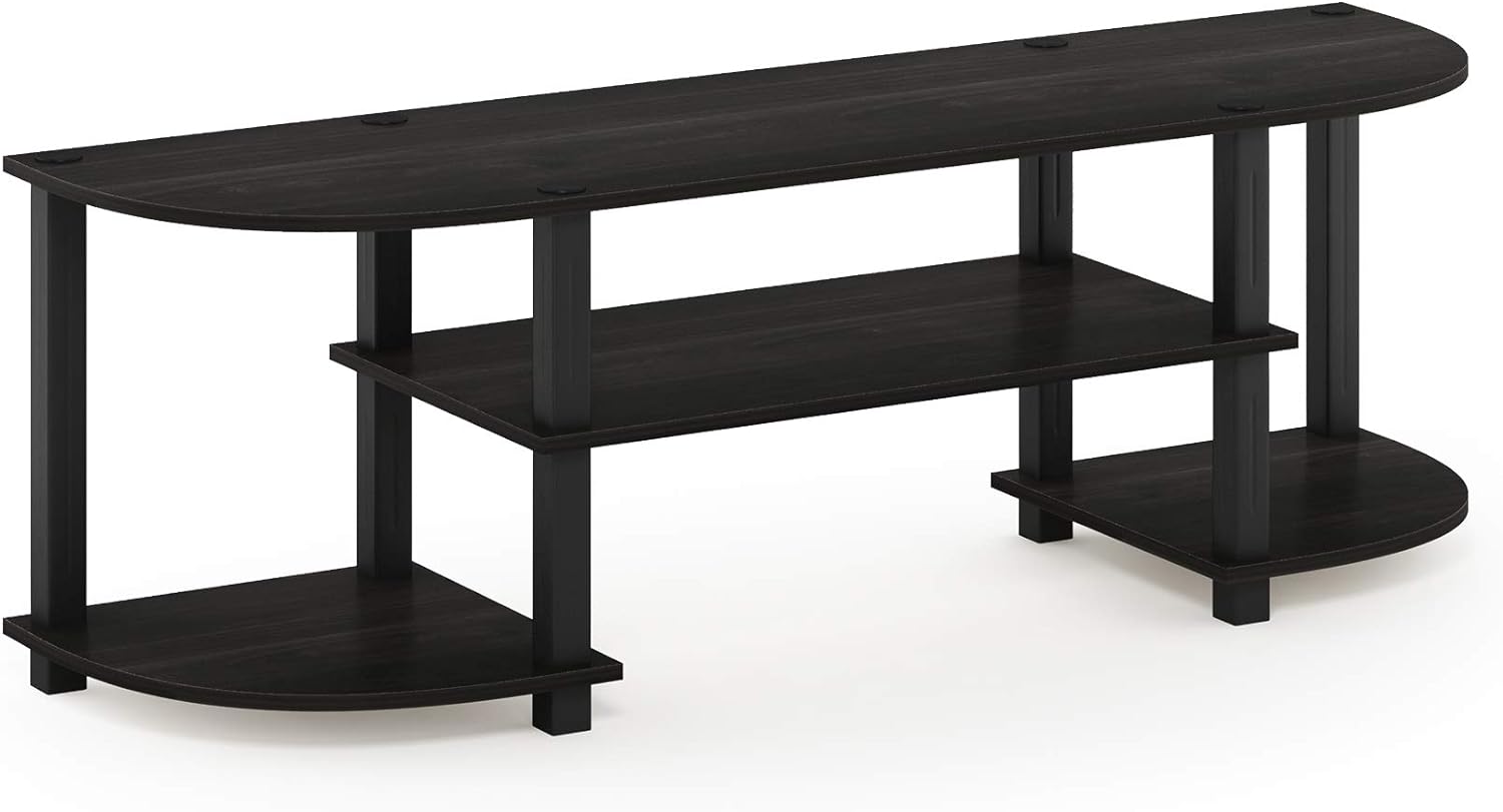 Furinno TURN-S-TUBE 3-Tier TV Stand for TVs up to 55 Inch, French Oak | Toolless Entertainment Center with Open Storage Shelves, Media Console Table with Soundbar Shelf for Living Room, Bedroom