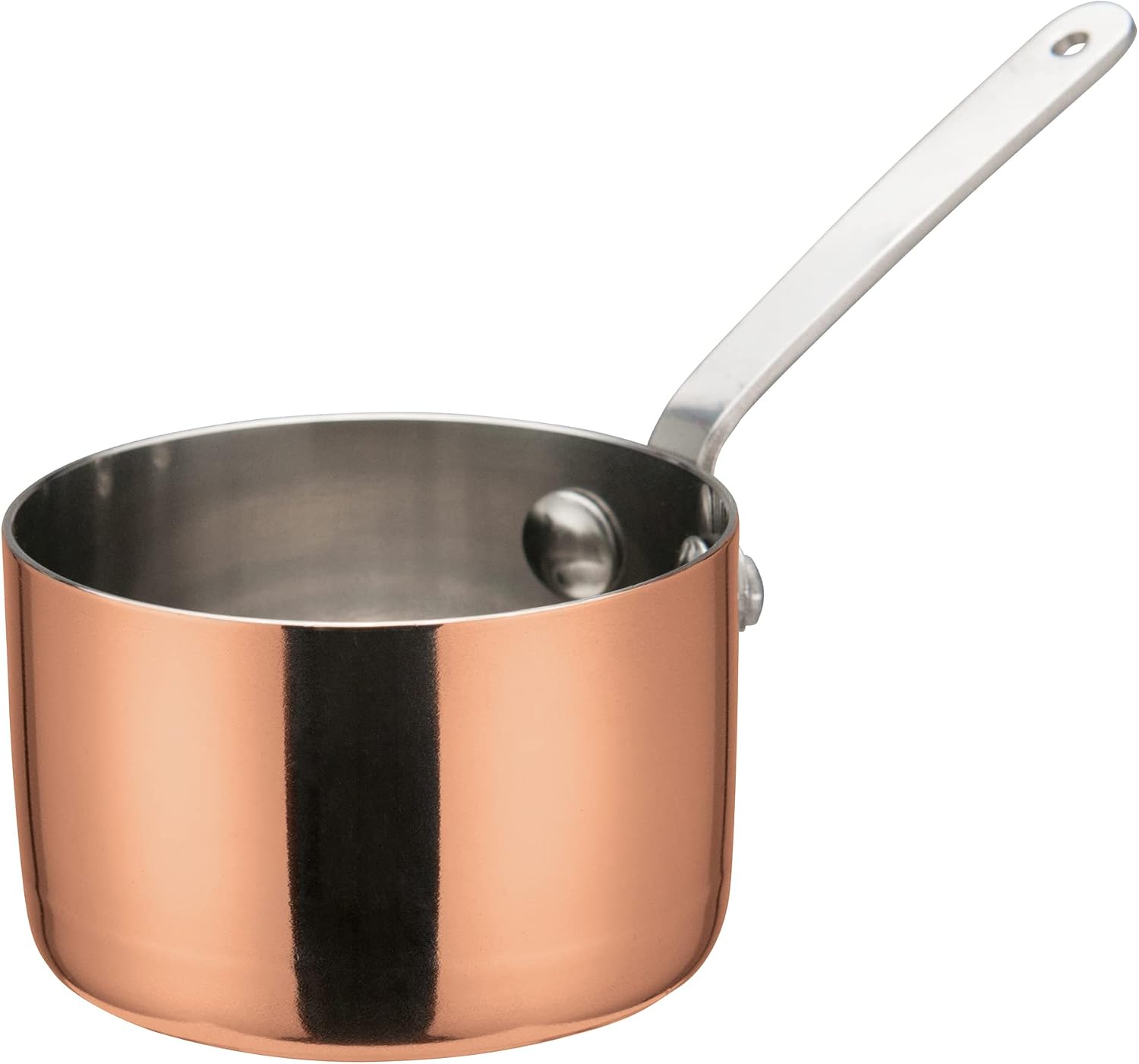 WINCO Mini Sauce Pan, Copper | Artful single-serve, Heavy-duty, Riveted handle, Great for Entrees, Salads, Desserts and Appetizers