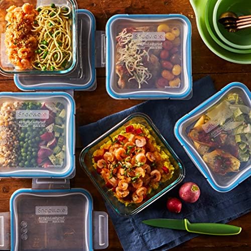 Snapware Glass Total Solutions (12-Pack) Food Storage Containers Set | Airtight & leakproof plastic locking BPA-free lids, freezer, dishwasher, microwave safe