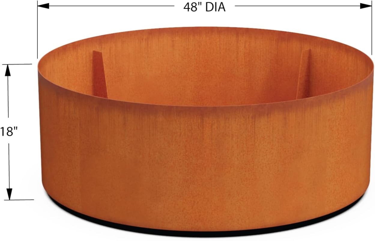 Plantercraft Large Round Planters for Outdoor Plants - 24 Inch Corten Steel Planter for Patio