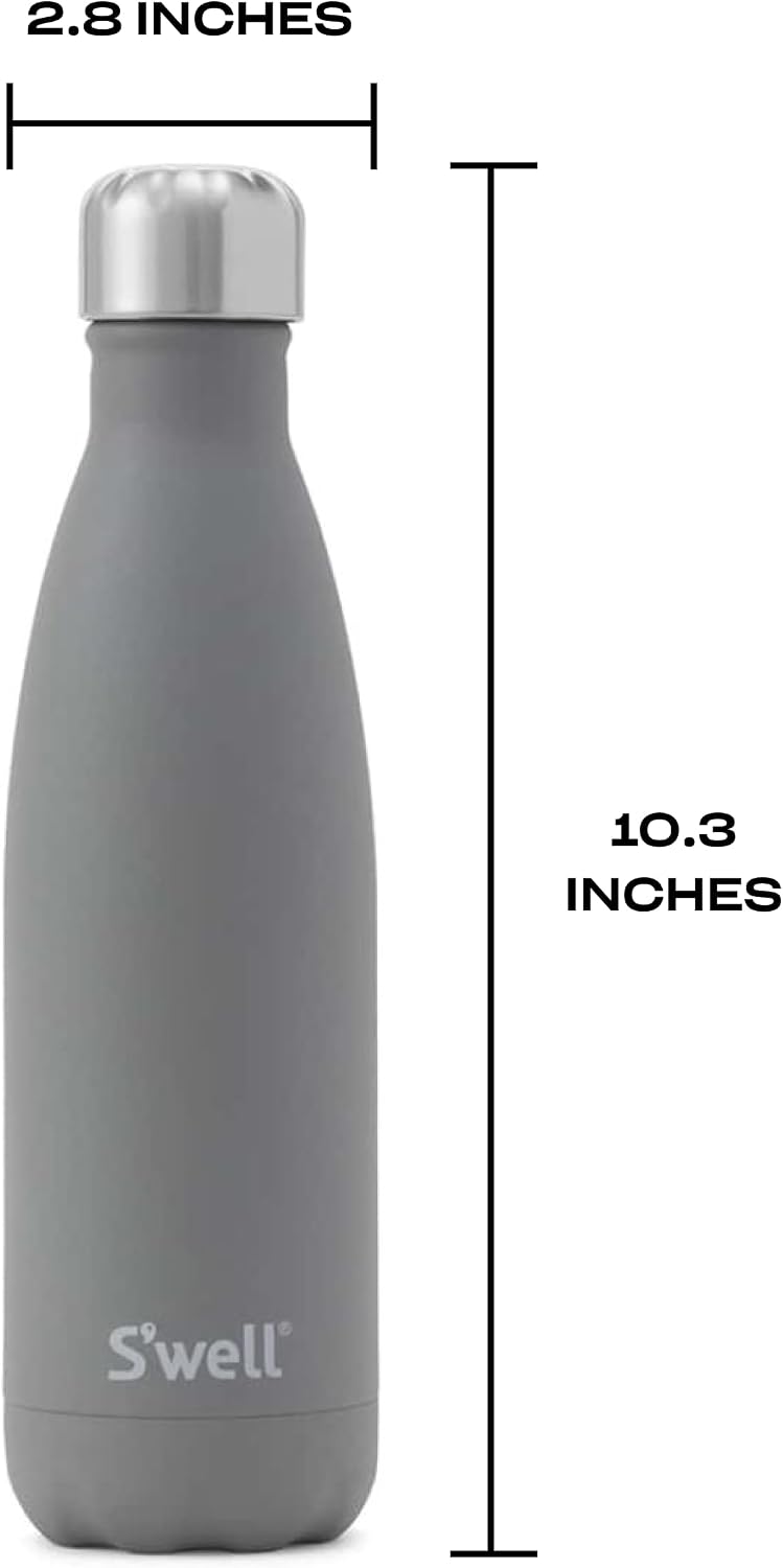 S'well Stainless Steel Water Bottle, 17oz, Blue Suede, Triple-Layered Vacuum Insulated Containers Keeps Drinks Cold for 36 Hours and Hot for 18, BPA Free, Perfect for On the Go