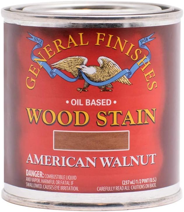 General Finishes Oil Based Penetrating Wood Stain, 1/2 Pint, American Walnut