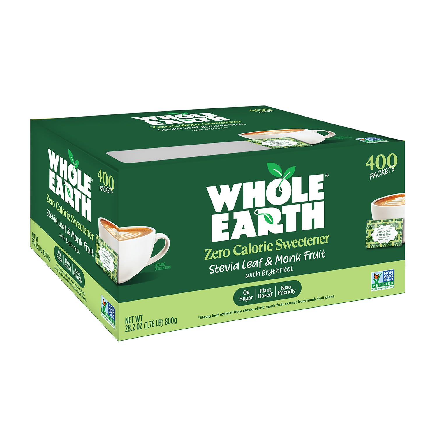 Whole Earth Sweetener Co. NATURE SWEET Stevia & Monk Fruit Sweetener, Erythritol Sweetener, Sweet Leaf Stevia Packets, Sugar Substitute, Natural Sweetener, 80 Count
