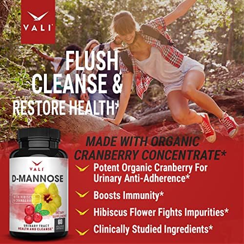 D-Mannose 1000mg Urinary Tract Health Formula. Organic Cranberry Fruit Powder & Hibiscus. Healthy Bladder, Natural Cleanse, Fast Detox Flush