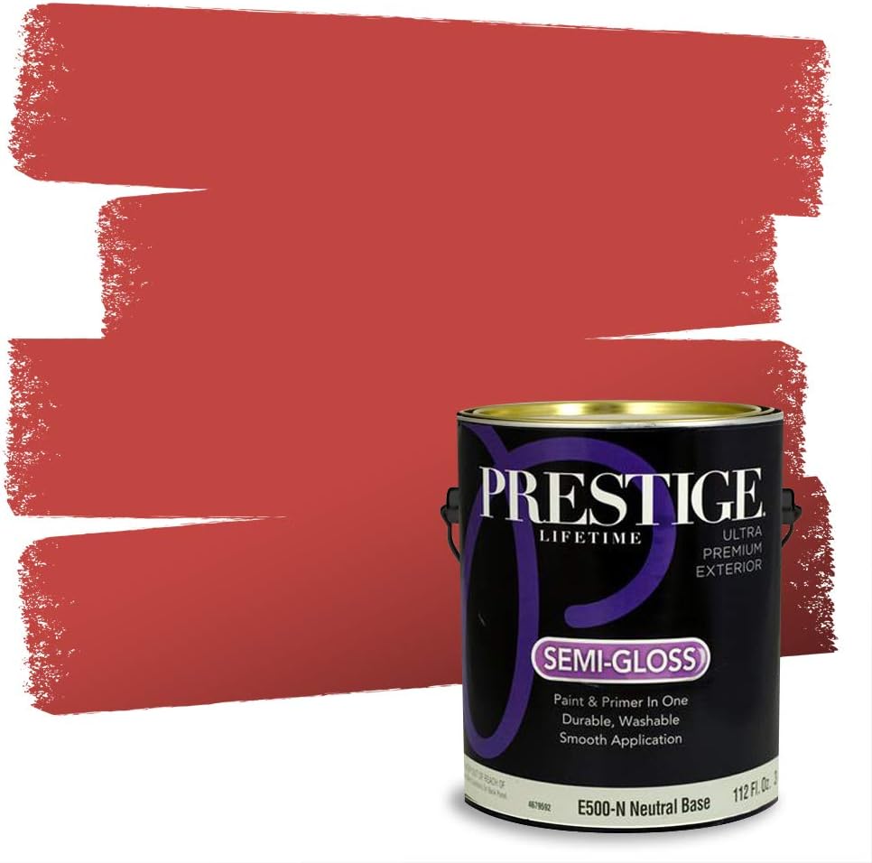 PRESTIGE Paints Exterior Paint and Primer In One, 1-Gallon, Satin, Comparable Match of Sherwin Williams* Real Red*