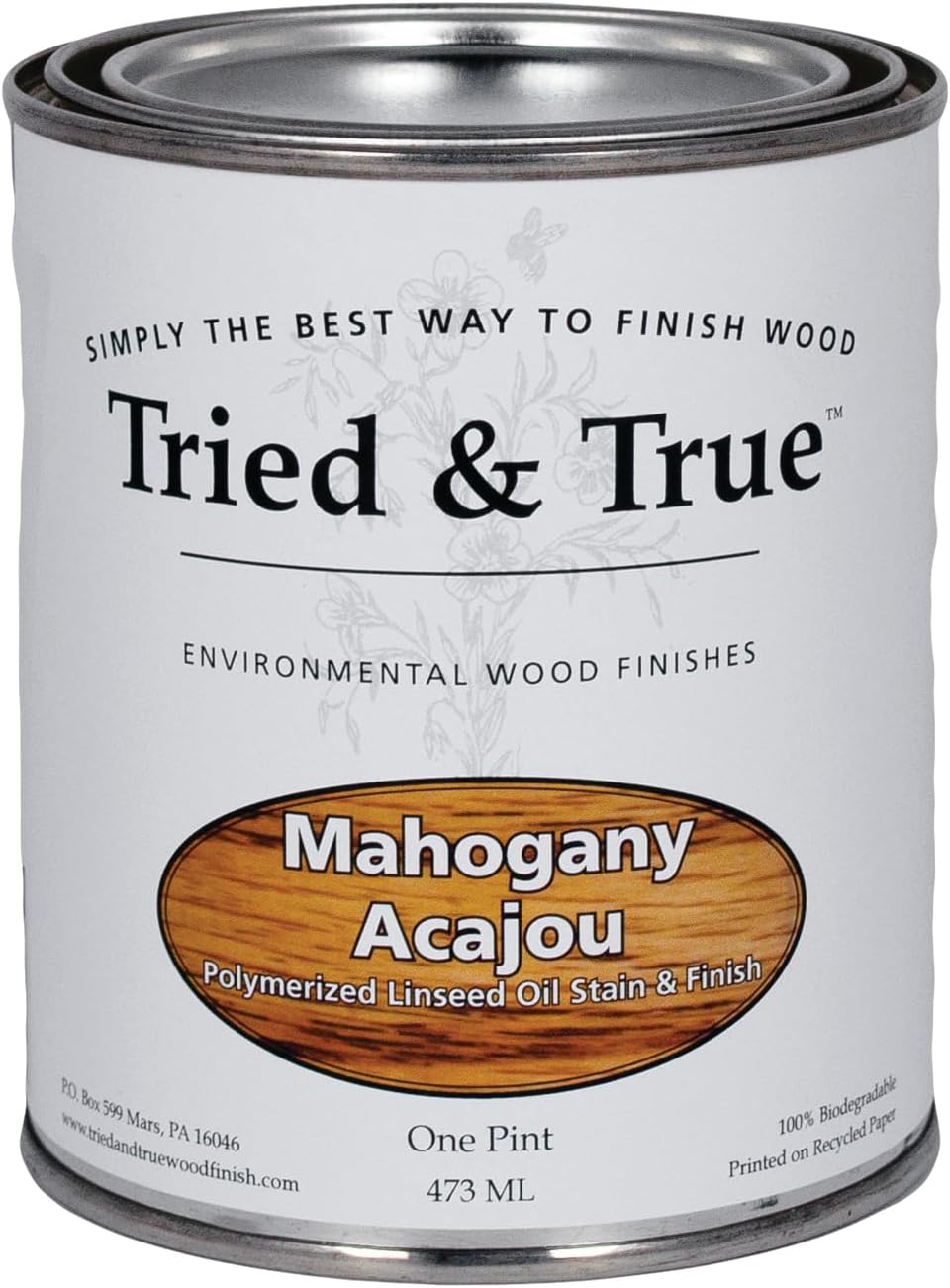 Tried & True Dark Walnut Stain & Finish, Pint | Linseed Oil Natural Wood Stain, Ideal for Home Improvement, Furniture, & Kitchen Wood Projects, Pigmented Danish Oil