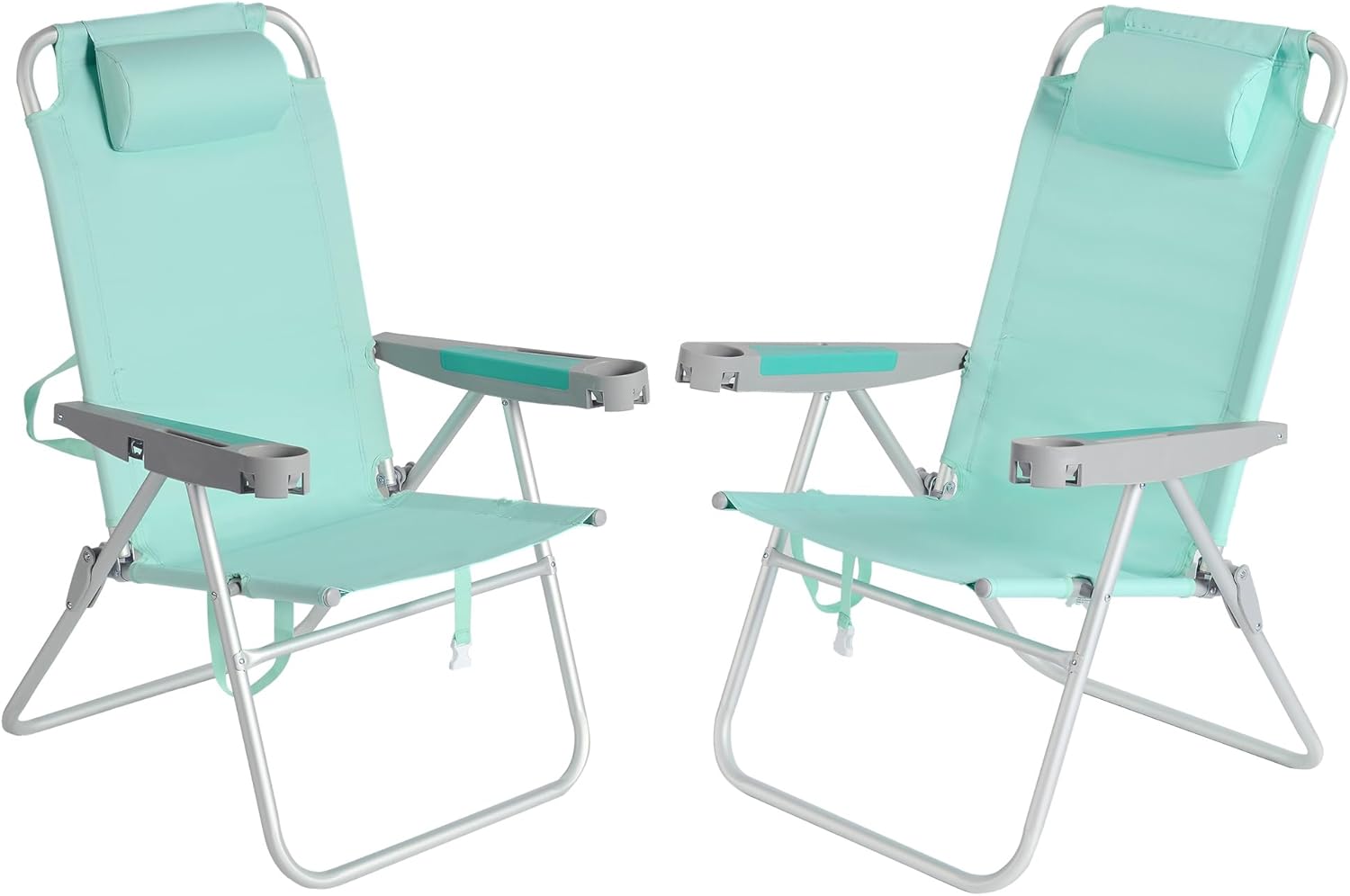 SUNNYFEEL Oversized Tall Folding Beach Chair Lightweight, 17" Portable Sand Chair for Adults Heavy Duty 500 LBS with Cup Holders