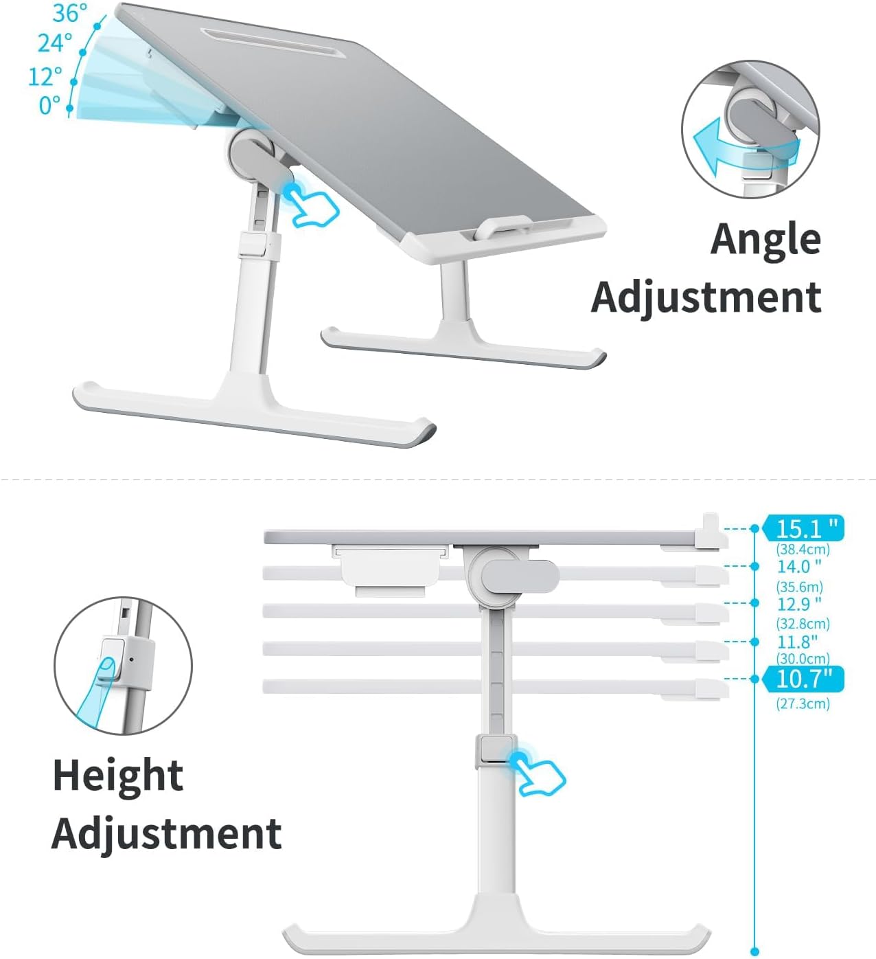 Laptop Lap Desk for Bed, SAIJI X-Large Adjustable Laptop Table