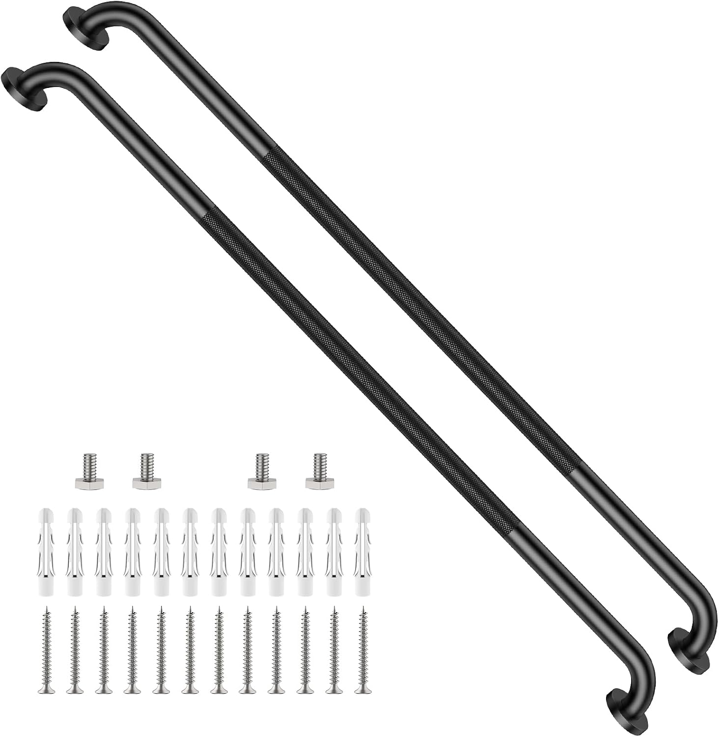 40 Inch Brushed Nickel Shower Grab Bar Anti-Slip Knurled Grip,Safety Handle | YuanDe 1.25" Diameter Stainless Steel Bathroom Grab Bars, Handicap Injury Elderly Senior Assist Support Shower Handle-2Packs
