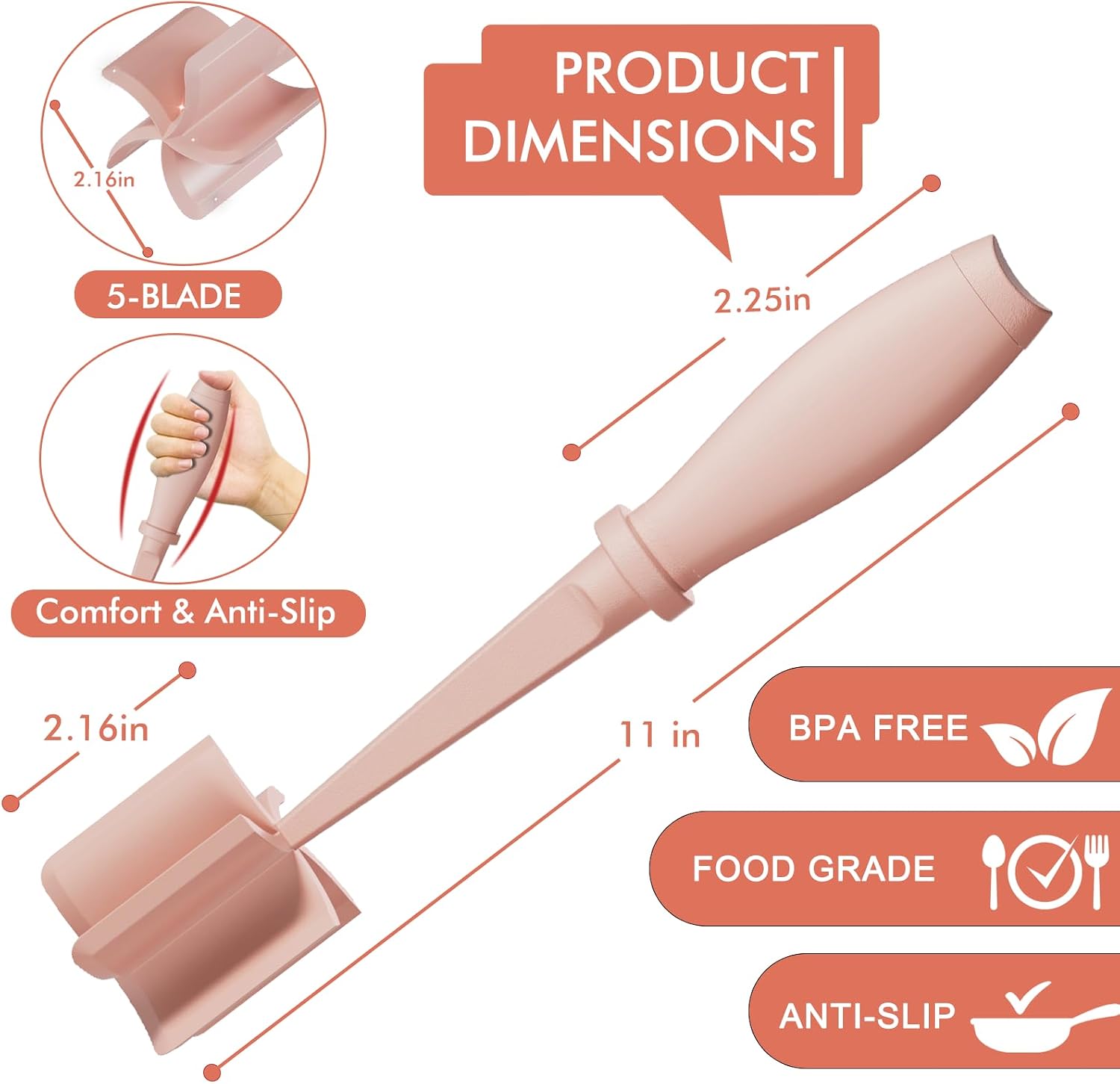 Upgrade Meat Chopper Hamburger Masher Ground Beef Smasher Utensil Mix Tool