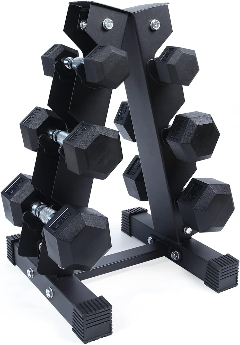 RitFit Rubber Coated Hex Dumbbell Weights Set for Home Gym | Cast Iron Core, Anti-Slip Knurled Chrome Handle, Hexagon Anti-Roll, Heavy-Duty Dumbbell Set for Strength Training