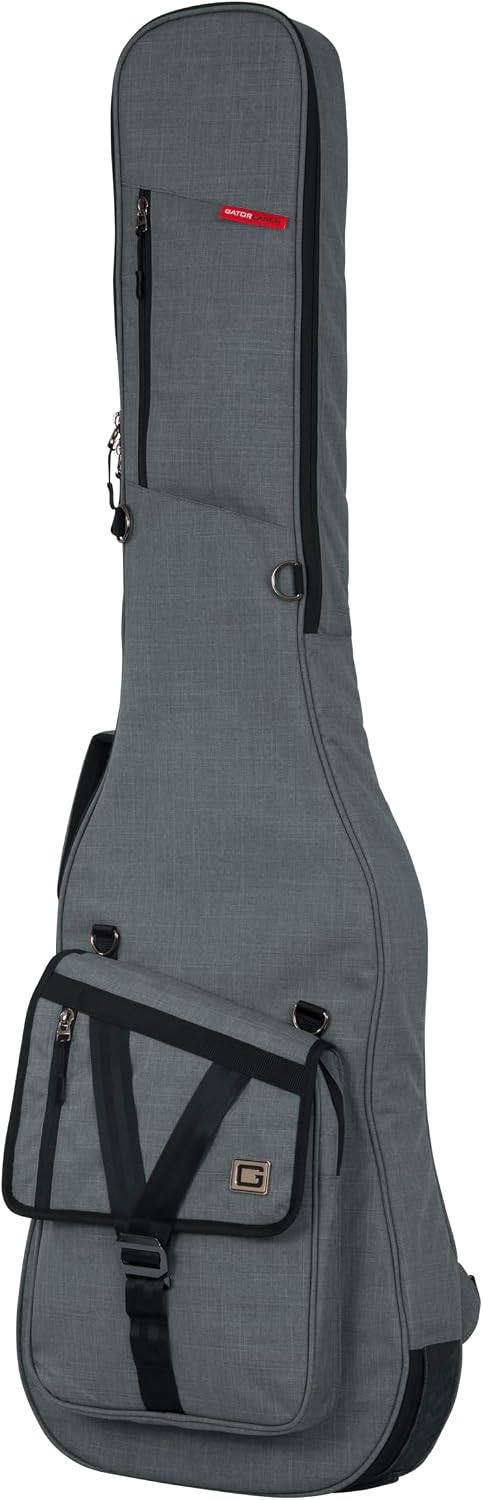 Gator Cases Transit Series Lightweight Bass Guitar Gig Bag with Back Pack Straps and Rubberized Base, Tan Exterior (GT-BASS-TAN)