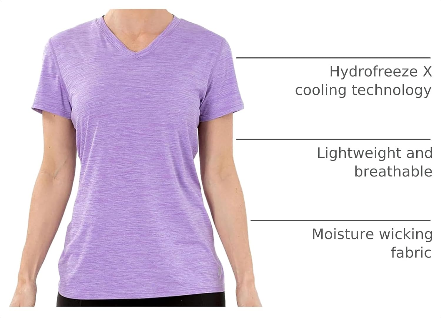 Arctic Cool Women's V-Neck Instant Cooling Moisture Wicking Performance UPF 50+ Short Sleeve Workout Shirt