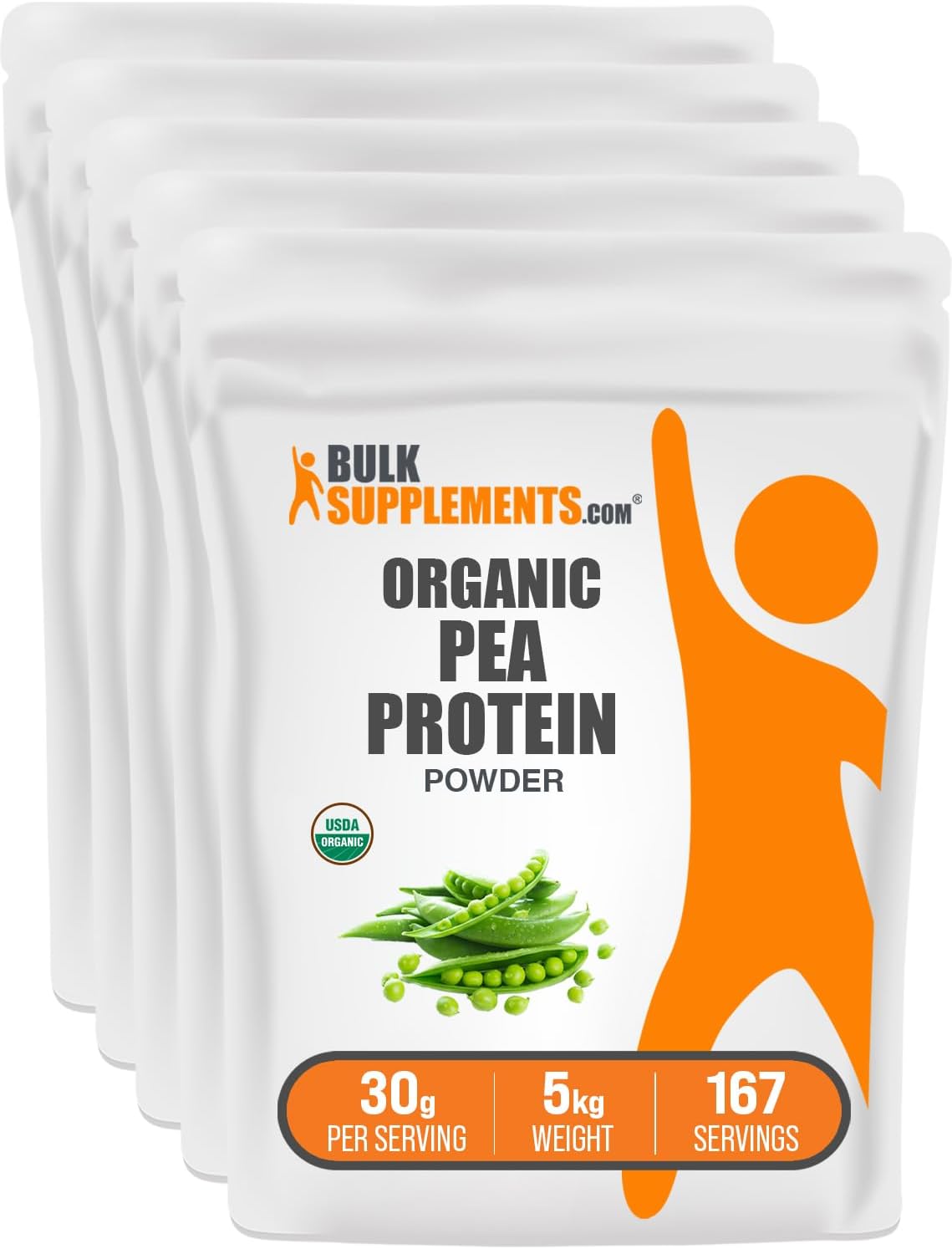 BulkSupplements.com Organic Pea Protein Powder - Plant Based & Vegan Protein Powder - Unflavored & Gluten Free, 30g per Serving, 1kg (2.2 lbs) (Pack of 1)