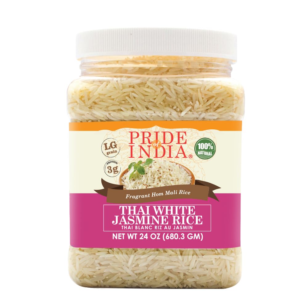 Pride Of India - Extra Long Indian Basmati Rice - Naturally Aged Aromatic Grain, 1.5 Pound Jar