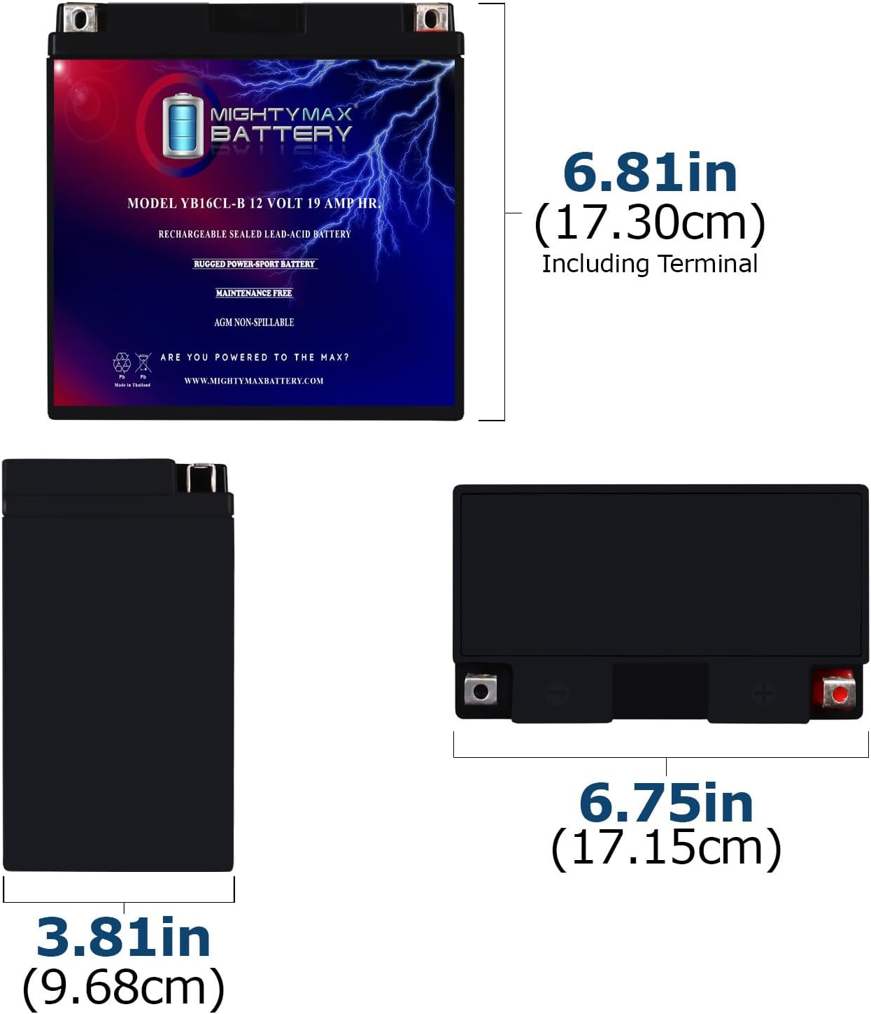 Mighty Max Battery YB14L-A2 -12 Volt 12 AH, 210 CCA, Rechargeable Maintenance Free SLA AGM Motorcycle Battery