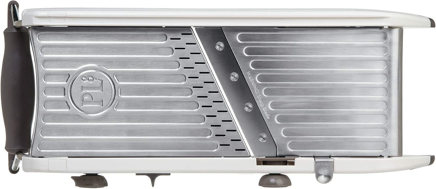 PL8 Professional Mandoline - Versatile Slicer with Adjustable Straight, Waffle, and Julienne Blades, Extra-Wide Stainless Steel Deck