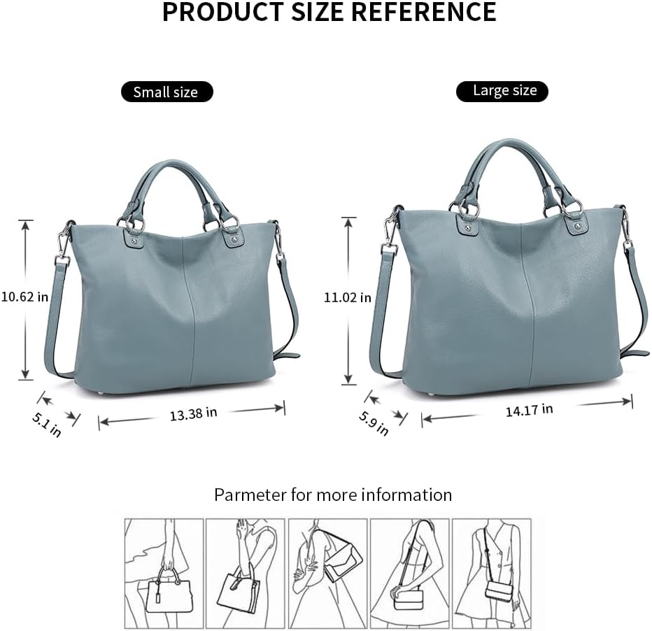 Kattee Genuine Leather Tote Purse for Women, Top Handle Satchel | Soft genuine leather tote with roomy storage and versatile carry for work, shopping, and travel.