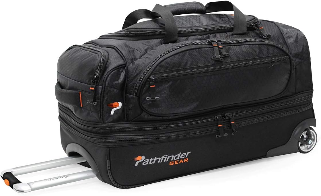 Pathfinder Gear 26 Inch Rolling Drop Bottom Duffel, Black, One Size