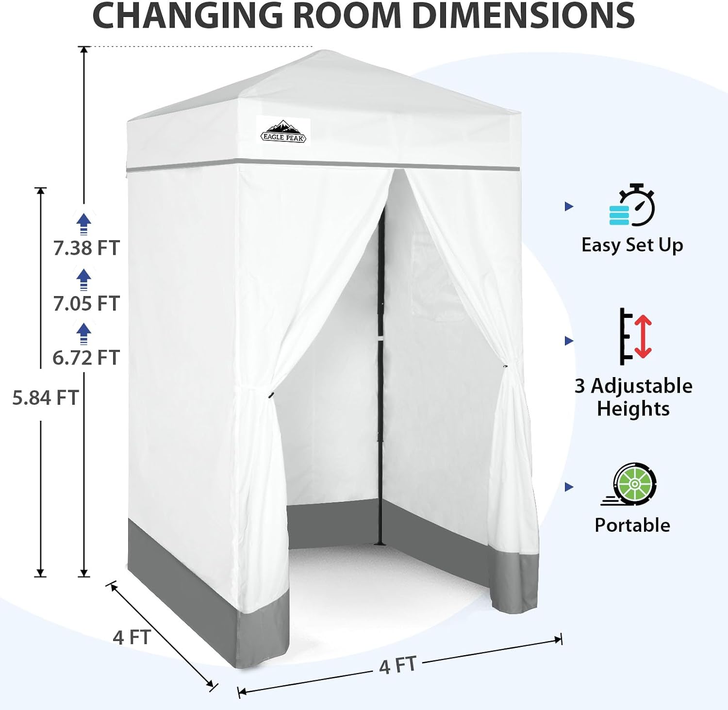 EAGLE PEAK 4x4 Pop Up Changing Tent, Outdoor Changing Room, Gray/White