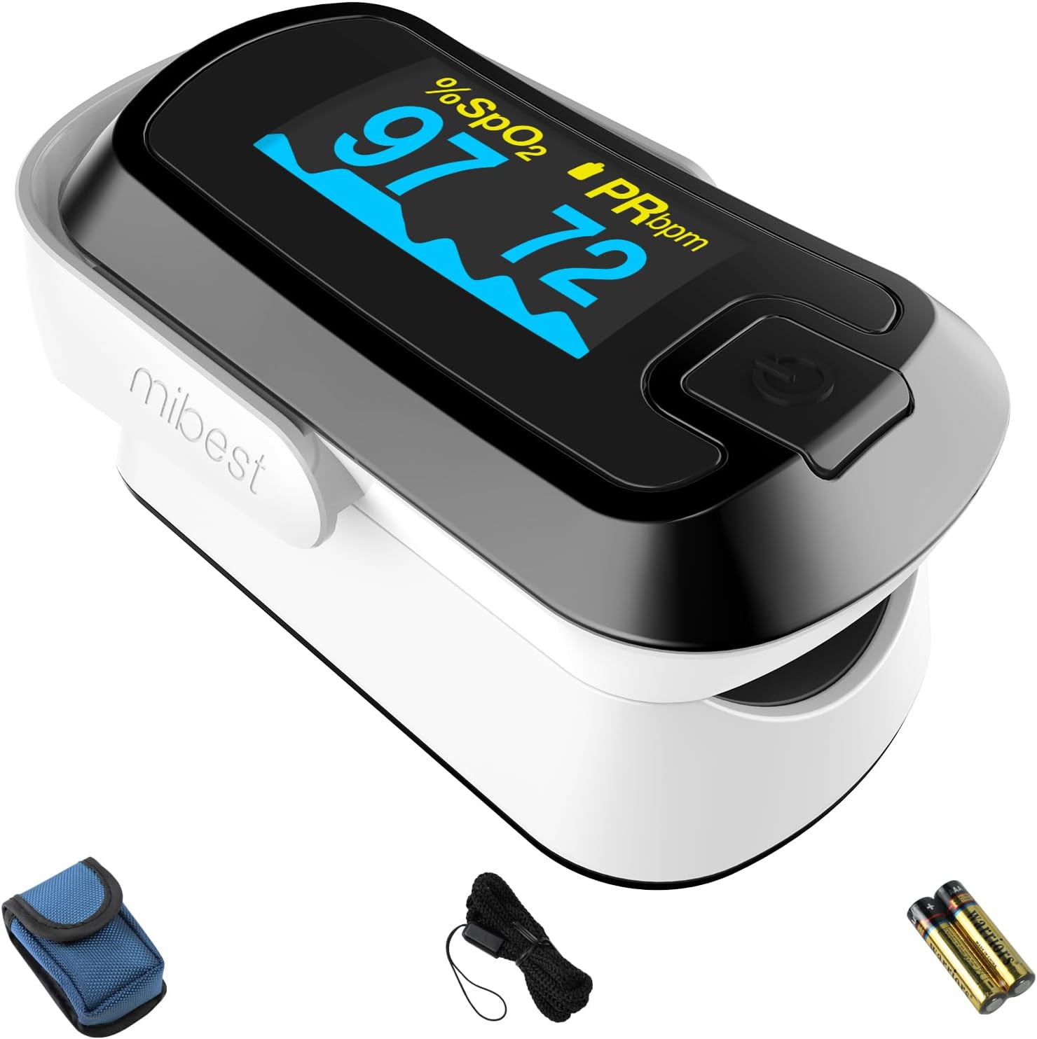 OLED Finger Pulse Oximeter, O2 Meter, Dual Color White/Black